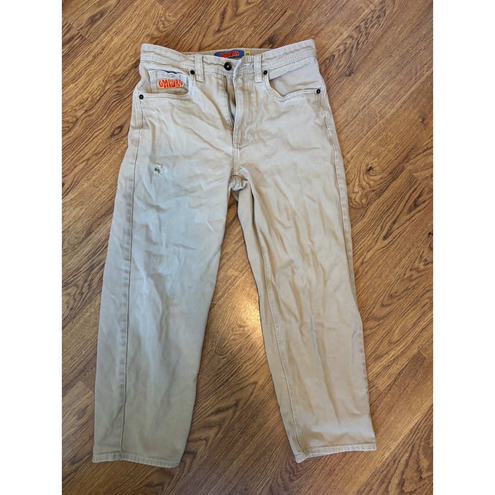 Empyre Men's Baggy Tan Pants Cotton Distressed Streetwear 28